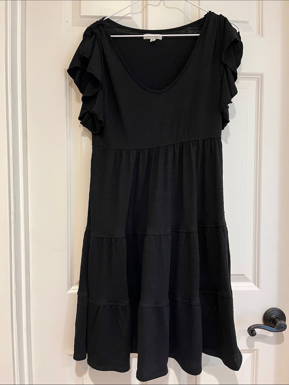 Max Studio Black Ruffle Sleeve Tiered Dress